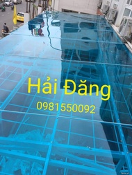 (Khổ cao 122m x Dày 8zem) Tấm tôn nhựa phẳng POLY lấy sáng MÀU XANH TRONG bền đẹp