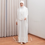 Dthree - Abaya Arab Putih Terbaru  Najwa Series Set Kerudung / Gamis Abaya Putih Syari