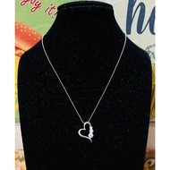 CROSSFOR brand 925 silver necklace with heart shape and 3 CZ stones selected from Japan