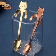 sun 1pc Stainless Steel Coffee Spoon Lovely Cute Cat Shape Teaspoon Dessert Sna Scoop Ice Cream Mini