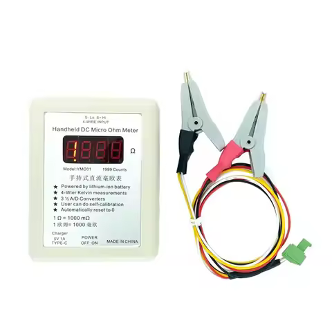 Handheld DC Milliohmmeter Low Resistance Tester Meter Four Wire Kelvin Measurement Rechargeable 20R 