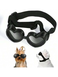 1入組情人節心形小狗太陽眼鏡，防水防UV狗貓太陽眼鏡，配有可調節帶子護目鏡，狗用配件