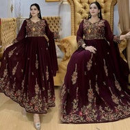 Hindi embroidered ceruty dress with hijab set Jubah Muslimah