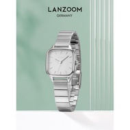 (免運)德國藍族LANZOOM白銀小方塊女士手表女款時尚小方表禮物送女友