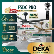 DEKA Fan DEKA F5DC PRO 56 Inch 5 Blades 20 Speed Forward + Reverse DC Motor With Remote Control Ceil