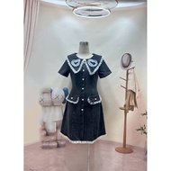 L XL 2xl Black Collar Denim Dress Mariya 2xl (+1size)