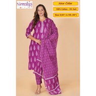 S-5XL - [New Designs] Readymade Cotton Punjabi Suit - Nirmalya Hand Printed 3Pc Set