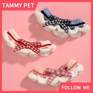 Cute Bow-knot Hand-knitted Saliva Towel  Kitten Cat Puppy  Adjustable Collar Pet Decorative Dog Cat 