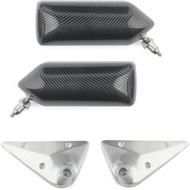 Universal F1 Style Blue Mirror Metal Bracket Side Mirror, Carbon, Left, Right, Manual Adjust, 18.8cm