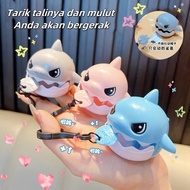 GANTUNGAN Cute Shark Eat Fish Keychain Keychain Decoration Pull String Toys Keychain Bag