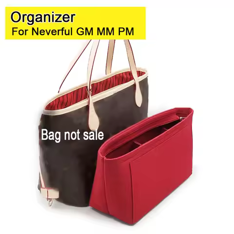 Purse insert Bag Organizer with Zipper Cover Fit for Neverfull GM MM PM, Handbag Organiser Divider S