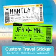 Custom Travel Destination Sticker | Airport Boarding Pass Sticker | Trending & Aesthetic Stickers