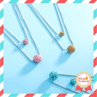 Price - K407 Stainless Crystal Necklace 2 Diamond Balls / Titanium Crystal Jewelry / Sliver Ba