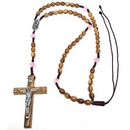 以色列進口 橢圓型 橄欖木 項鍊 十字架 玫瑰經念珠 8231601