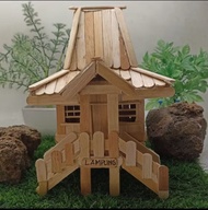 Miniatur rumah adat Lampung stik es krim