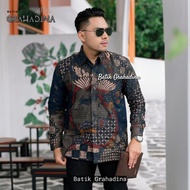 KEMEJA Wiryawan Blue BATIK Prabu | Men's Long-Sleeved Batik Shirt | Men's Batik Shirt | Men's Long-Sleeved Batik Shirt | Men's Batik Clothes | Men's Batik Uniform