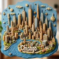 A City Adrift On Lake Michigan: Chicago Skyline Magnet With Island Form & Skyscraper Cluster, Lakefr