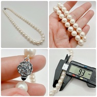 Real Pearl Necklace Freshwater Similar To Akoya Pearls Size 9.3 Mm Length 16.5 Inches Second-Hand Ja