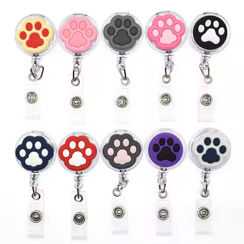 1PCS Kawaii Animal Badge Reels Cartoon Cat Paw Badge Reels Work Card Nurse Doctor Office ID/IC Card 