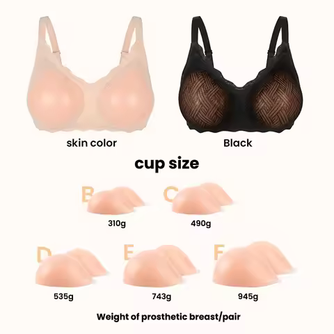 New Silicone Breast Form Bra Flat Chest Plumper A/B/C/D/E/FCup Detachable 2-in-1 Drag Queen Cosplay 
