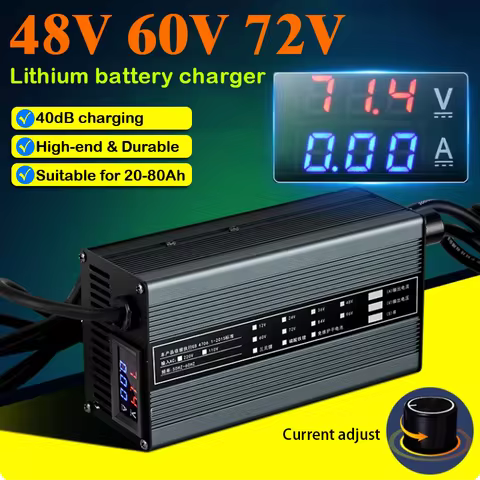 Adjustable 48V 60V 72V Lithium Battery Charger 8A 10A Fast Charging 84V 88.2V 75.6V 71.4V 67.2V 58.8