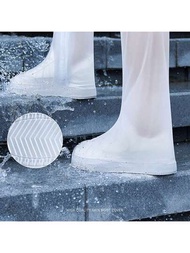 1雙透明實心防滑雨靴,野外運動加厚防滑雨靴保持乾爽舒適！