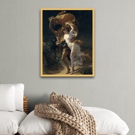 The Storm by Pierre Auguste Cot, Couple Running in The Rain Poster Wall Art Decorative Painting Livi