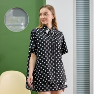 VACAY INDEED/Timeless Shirt BW Polkadot Pattern Collared
