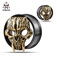 KUBOOZ Gothic Skeleton Fangs Ear Tunnels 00G Stainless Steel Ear Plugs Stretchers Gauges Punk Body P