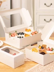 10入組素色甜品盒,白色紙紙杯蛋糕打包盒適用於烘烤