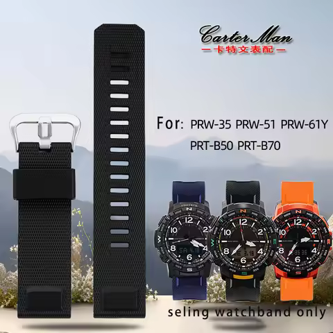 Silicone wristband 23mm for Casio PROTREK series PRT-B50/B70 PRW-35/60/61Y silicone watch strap brac
