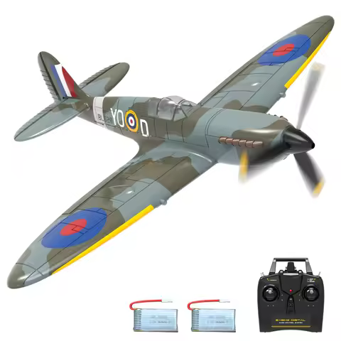 VOLANTEXRC RC Plane 4 Channel Remote Control Airplane Fighter Spitfire RTF with Aileron, Gyro, Aerob