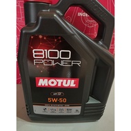 Motul 8100 POWER 5w-50 /5Liter 100%Original Ada sticker Sirim & QR code