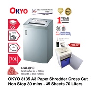 OKYO 3135 A3 Paper Shredder Cross Cut Non Stop 30 mins - 35 Sheets 70 Liters (Cross Cut, Paper Shredder, Shredder Machin