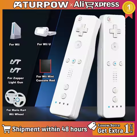 For Wii Remote with Wii Motion Plus Inside | Shock Wii Nunchuk Controller | Compatible For Nintendo 