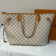 Lv neverfull白棋盤格 芯片款 單包無附件 底長31。