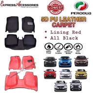 FREE SHIPPING🔥 PERODUA 5D Car Floor Mat Carpet Ativa Axia Bezza Myvi Alza Aruz Viva PU Leather Lapik