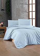 Light Blue Ranforce Single Quilt Cover Set, 135 x 200 cm, 100% Cotton, 155 Thread Count, Button Clos