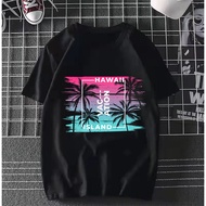 <mybhaju> Hawaii island baju perempuan wanita lelaki short sleeves t-shirt women men guys lady/Plus 
