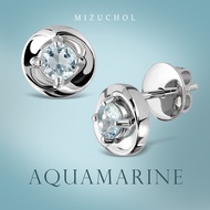 Mizuchol-ต่างหูเงินแท้ชุบทองคำขาว Blue Ocean Earrings - พลอย  Aquamarine