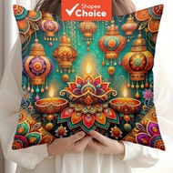 Indian Diwali Style Decorative Pillow Cover  Sarung Bantal Hiasan Gaya Deepavali India