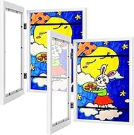TIME TREE Kids Artwork Frames Changeable Kids Art Frame Front Opening Holds 50 PCS 8.5x11 with Mat or Without Mat A4 Art Frames For Kids Art Projects (White, 2 Pack)