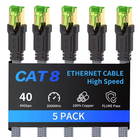 1Pack 2Packs 3Packs 5Packs Cat8 Ethernet Cable 40Gbps Cat 8 RJ45 Network Lan Patch for Router Modem 