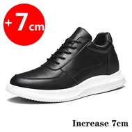 รองเท้าผ้าใบเพิ่มความสูงรองเท้าลิฟท์รองเท้าเพิ่มความสูงรองเท้าหนัง Insoles 7CM ผู้ชายชีวิตประจำวันรองเท้าที่เพิ่มความสูง