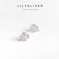 Earrings / 4-leaf clover Silver earrings studded with Silver - Lily Silver