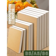 A5 Blank Notebook Durable Wireless Binding Thick Linen Paper B6 Size for Drawing Writing Travel Jour
