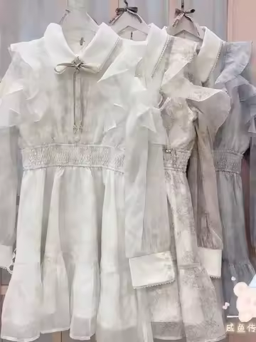 Japanese Mine Style Mass-produced Lapel Lace-up Bow Long Sleeve Single-breasted High Waist Print Swe