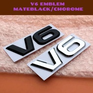 V6 Emblem Logo (MateBlack/Chrome)