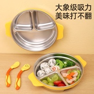 Hot Sale316Stainless steel household children's divided plate with lid, non-slip suction cup, anti-f