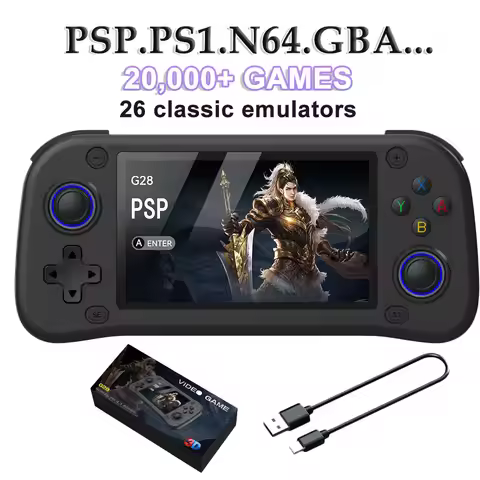 G28 Portable Retro Handheld Game Console, Linux System, 22000+ Games, 4.3-inch MIPI Screen, Supports